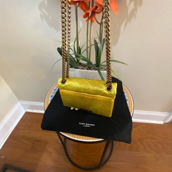 Kurt Geiger London Mini Yellow Embellished Convertible Crossbody - Picture 3 of 9